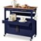 Best Choice Products - 36in Large Rolling Kitchen Island Cart, 2-Door Cabinet, Outlet, Hooks, & Wheels - Midnight Blue-Front_Standard