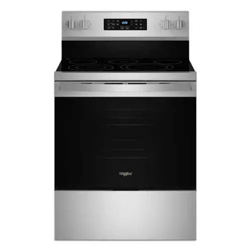 Front. Whirlpool - 5.3 Cu. Ft. Freestanding Electric Range with Air Cooking Technology, No Preheat Air Fry and Air Baking and Self Clean - Stainless Steel.