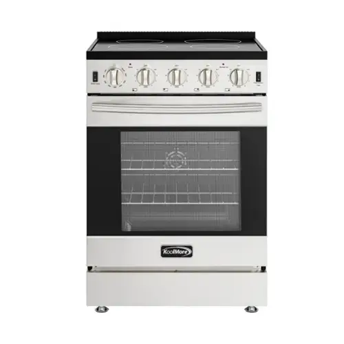 Front. Koolmore - 24 in. 4-Burner Electric Glass Top Slide-In Oven Range, 240V in Stainless Steel (KM-SER24-SS) - Stainless Steel.