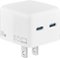 Insignia™ - 35W Dual USB-C Port Wall Charger for MacBook Pro, iPad, iPhone, Apple Watch, Samsung Smartphones & More - White-Front_Standard