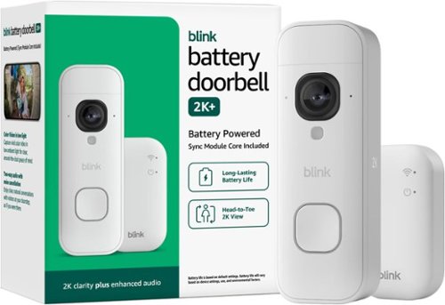Blink - Battery Doorbell 2K+ Sync Module Core included — Wireless video doorbell, 2K resolution, enhanced audio - White