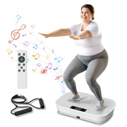 KERDOM - Vibration Plate Gym - Music Player Function, Full Body Rocking Exercise Machine for 300 lbs Heavy People Workout - White-Front_Standard 