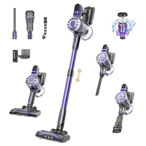 Teendow - Cordless Lightweight Stick Vacuum Cleaner, Rechargeable 2 Speed Vacuum with LED Indicator, Large Dust Cup - purple-Front_Standard 