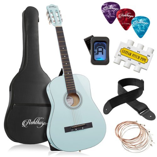 Ashthorpe - Beginner Acoustic Guitar Package - Starter Kit - Light Blue-Front_Standard 