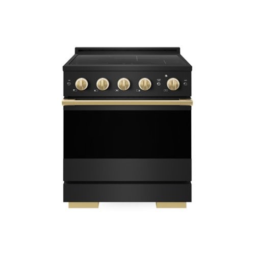 ZLINE - Autograph 30 in. 4.2 cu. ft. Marino Freestanding Induction Range with 4 Burners in Black Steel with Gold Accents - Black Stainless Steel
