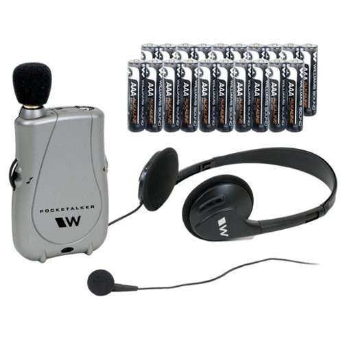 Williams Sound - Pocketalker Ultra Personal Sound Amplifier Duo Pack System + Year Supply of Batteries - Grey / Silver-Front_Standard 
