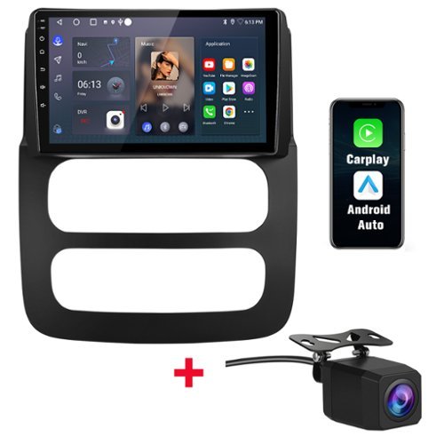 Junsun - Backup Camera 9" 2+64GB Android 15 carplay For Dodge RAM 1500/2500/3500 2002-2005 Car Radio Stereo GPS Navi WIFI RDS SWC - Black-Front_Standard 