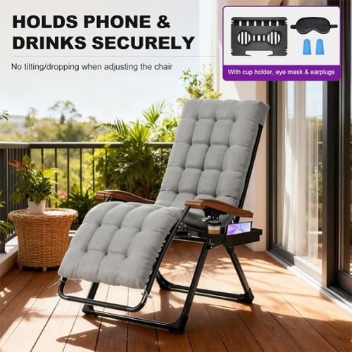 PURPLE LEAF Patio Reclining Chair Zero Gravity Chaise Lounge