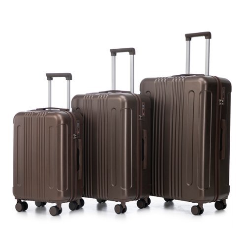Ecooso - Luggage sets 20"/24"/28" 3 pcs in ABS Spinner Wheel Luggage, Carry on Suitcase, Matching Color, TSA Combination Lock - Brown-Front_Standard 