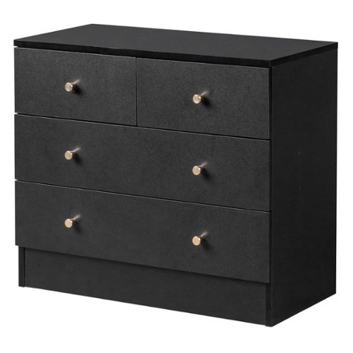 Kadyn - 4 Drawer Dresser with Gold Handle, Nursery Dresser Chest Of Drawers Organizer - Black-Front_Standard 