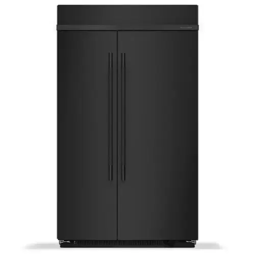 Front. KitchenAid - 30 Cu. Ft. Built-In Side-by-Side Refrigerator with Platinum Interior - Black Ore.