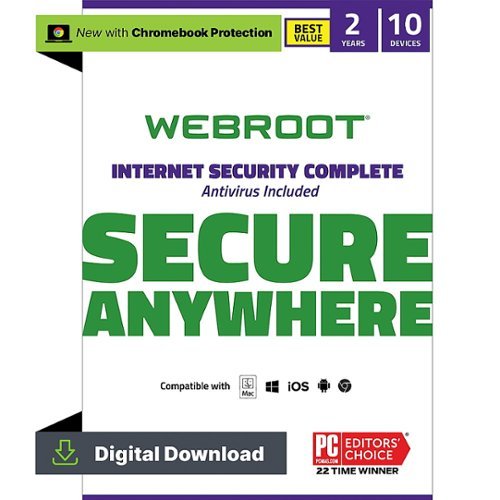 Webroot - Complete Internet Security + Antivirus Protection (10 Devices) (2-Year Subscription) - Android, Apple iOS, Chrome, Mac OS, Windows [Digital]