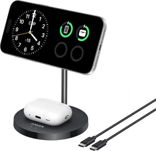Anker - MagGo Charger Stand, iPhone 17 Wireless Charger, Qi2 Certified 15W Fast Charging - Black-Front_Standard 