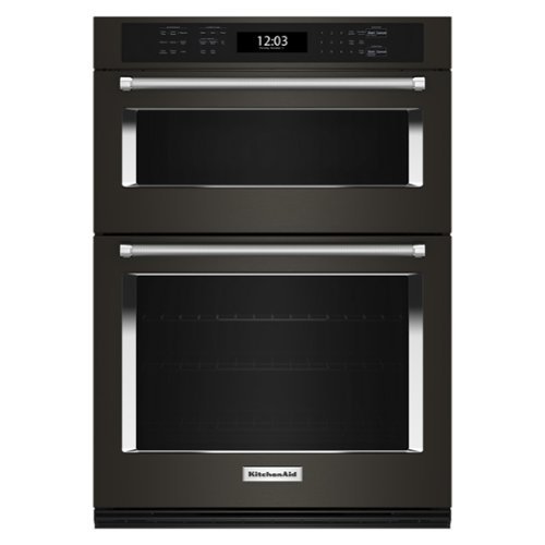 KitchenAid - 30" Built-In Electric Convection Double Wall Combination with Microwave and Air Fry Mode - Black Stainless Steel