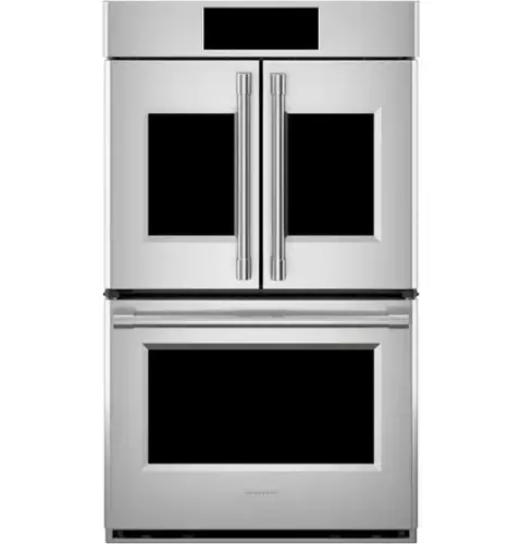 Front. Monogram - Statement 30" Smart Built-In Double Electric Convection Wall Oven with Air Fry and Digital Recipe Box - Stainless Steel.