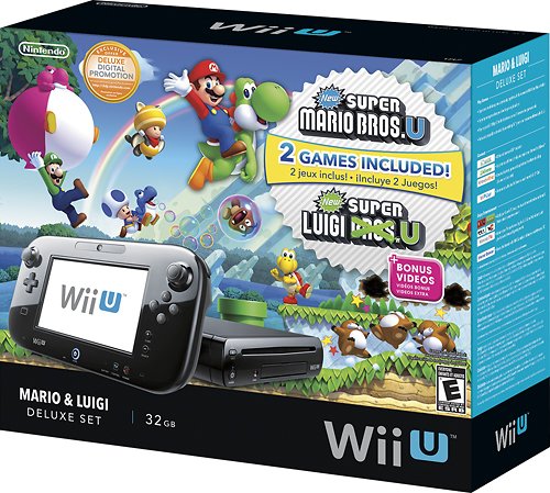  Nintendo - Wii U Deluxe Set with New Super Mario Bros. U and New Super Luigi U - Black