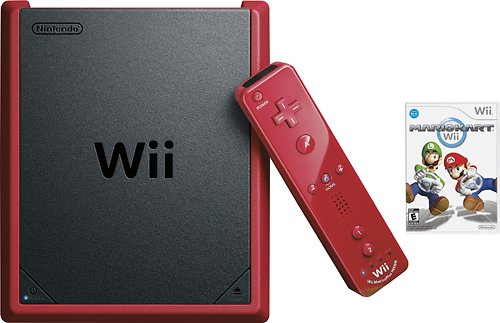  Nintendo - Wii Mini with Mario Kart Wii - Black/Red