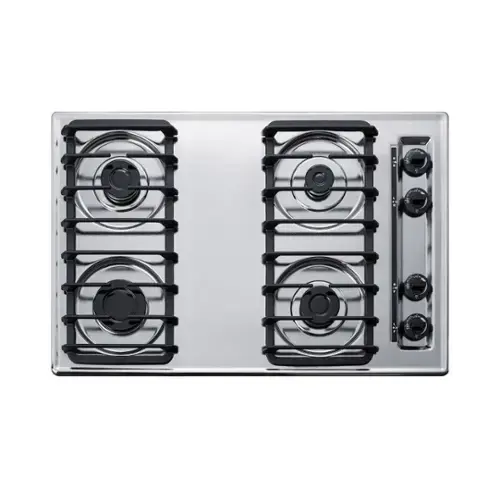 Front. SUMMIT - 30" Wide 4-Burner Gas Cooktop - Silver.