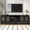 Bestier - 69" Retro TV Stand for TVs up to 75", Entertainment Center Console with Arched Glass Doors,2 Storage Drawers - Black-Front_Standard