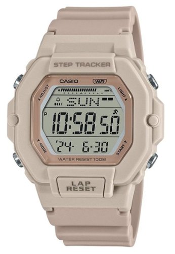 Casio - Standard Digital Quartz LWS-2200H-4 Step Tracker Resin Strap Unisex Watch 100M - Beige-Front_Standard 