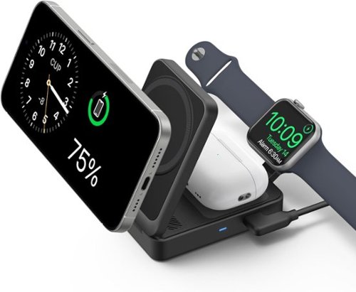 Anker - MagGo 3 in 1 iPhone 17 Charging Station, MagSafe-Compatible Wireless Charger Stand - Black-Front_Standard 