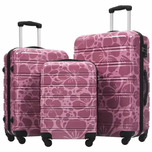 Front. Ecooso - Hardshell Luggage Sets 3 pcs Spinner Suitcase with TSA Lock Lightweight-20"+24"+28" Luggages - Pink Purple.