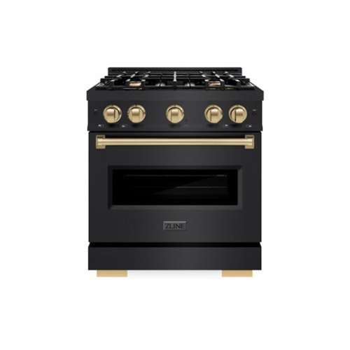 ZLINE - Autograph 30" Classic Dual Fuel Black Stainless Range w/ Bronze Accents (CDRBZ-30-CB) - Black Stainless Steel