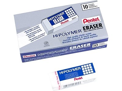Pentel - Hi-Polymer Block Eraser, 10/Box (ZEH10PC10) - White-Front_Standard 