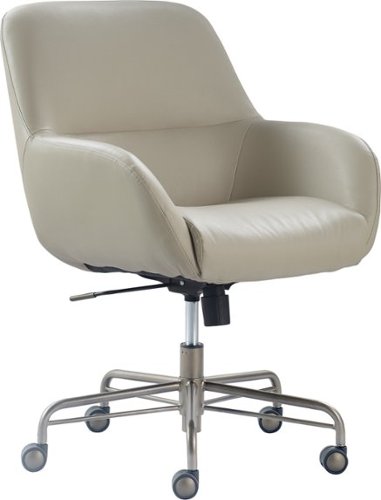 Finch - Forester Modern Bonded Leather Office Chair - Silver/Cream-Front_Standard 
