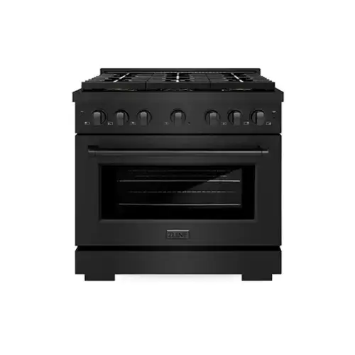 Front. ZLINE - ZLINE 36 in. Black Stainless Paramount Dual Fuel Range with 6 DuoPro Burners and Convection Oven (PSDRB-36) - Black Stainless Steel.