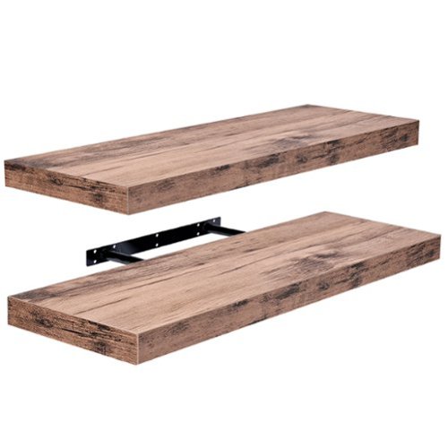 2 Pack (24"x9") Sorbus Floating Wall Shelves for Bedroom, Decor, Kitchen, Living Room - for Trophies, Frames, Bookshelf - Mahogany-Front_Standard