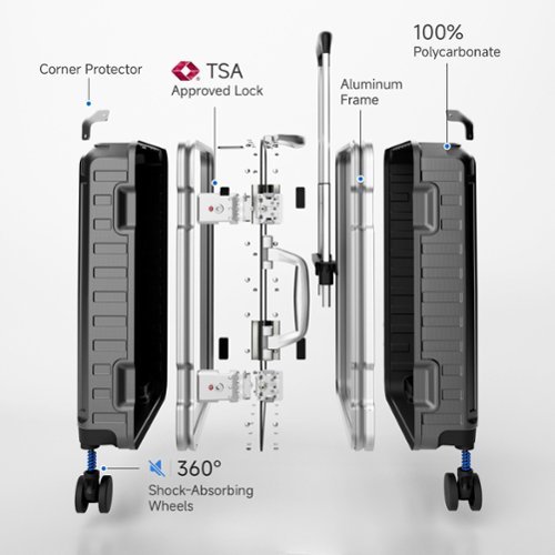 LUGGEX 20 Inch Carry On Luggage Zipperless Aluminum Frame Hardside