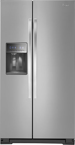  Whirlpool - 21.4 Cu. Ft. Counter-Depth Side-by-Side Refrigerator with Thru-the-Door Ice and Water - Monochromatic Stainless-Steel