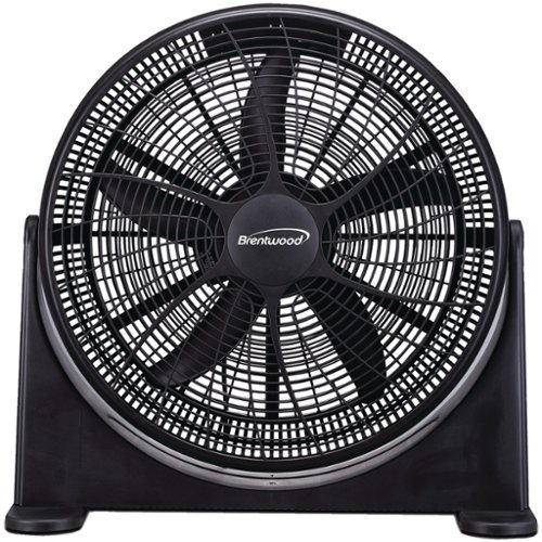 Brentwood - 20" Portable High-Velocity Air-Circulator Floor Fan, 3 Speeds, 5 Blades, 90° Pivoting Head, 60" Cord - Black-Front_Standard 