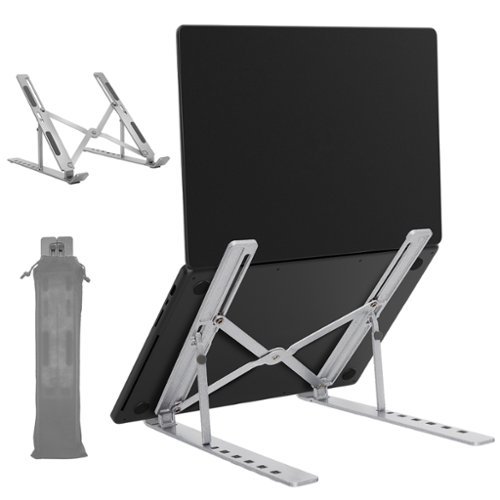 Vena - Portable Laptop Stand for Desk, Foldable Laptop Stand Compact, Adjustable Travel Computer Stand for Macbook iPad Lenovo - Silver-Front_Standard 