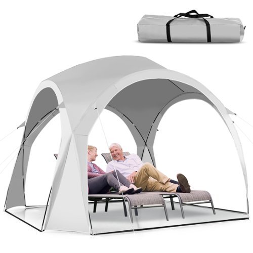 Costway 11' x 11' Patio Sun Shade Shelter Canopy Tent Portable UPF 50+ Outdoor Beach - White