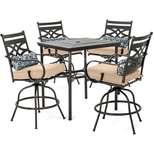 Hanover - Montclair 5-Piece High-Dining Patio Set with 4 Swivel Chairs and a 33-In. Counter-Height Dining Table - Tan/Brown