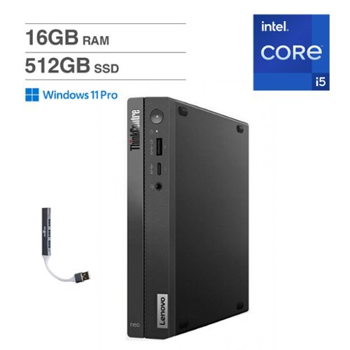 Lenovo - ThinkCentre Mini Desktop (i5-13420H, 16GB, 512GB SSD, UHD, Win 11 Pro ) - Black-Front_Standard 