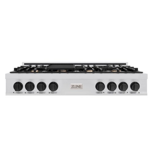 ZLINE - Autograph 48 in. Slide-In Classic Rangetop w/ 8 Burners in Stainless Steel & Matte Black Accents - Stainless Steel