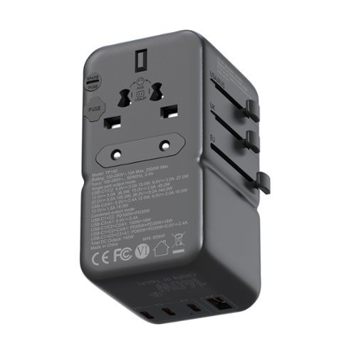 MINIX 140W GaN-III Universal Travel Adapter with 3-USB-C/1-USB-A, AC Outlet, US/UK/EU/AU Travel Charger for Laptops Phones - Black HOW TO BUY
