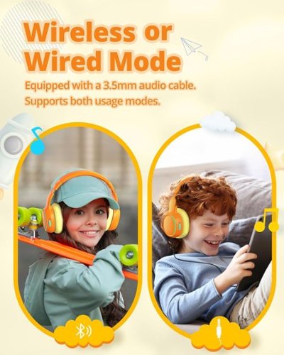 Tronsmart KH03 Active Noise Cancelling Wireless Headphones w/ 74/85/93dB Safe Volume, LED Lights, 70H Playtime for School Travel - Orange BUY IN MIDDLE EAST