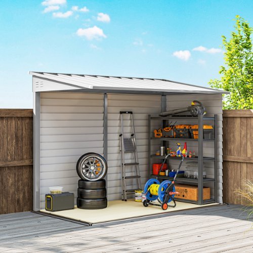 Outsunny x 9' Outdoor Storage Shed, Lean to Metal Shed with