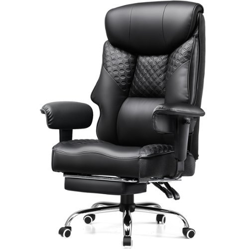 GTPlayer - 400 LBS Wide Ergonomic Gaming Chair with Deluxe Embossing Designed Big and Tall Office Chair - Black-Front_Standard 