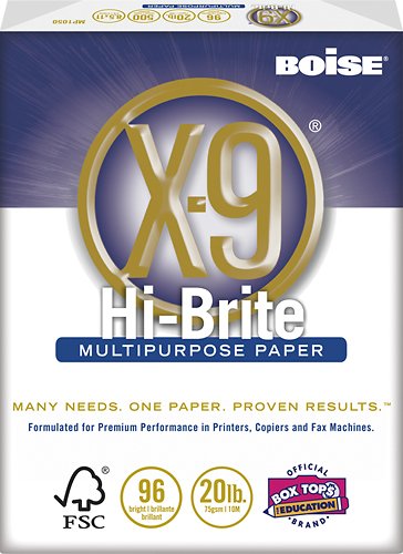  Boise - X-9 Plus Copy/Laser Paper, 96 Brightness, 20lb, Letter, White, 500 Sheets - White