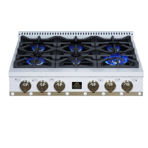 Forno Appliances - 36 in. Wide 6 Burner Valente Built-In Gas Cooktop - White - White