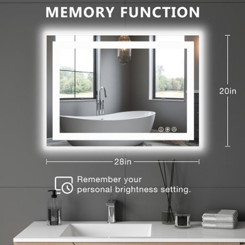 Bestier 20 x 28 Inches Tempered Glass LED Bathroom Mirror with Anti-Fog & 3-Modes Dimmable Lighting - White - 20 x 28 Inches WORLDWIDE DELIVERY
