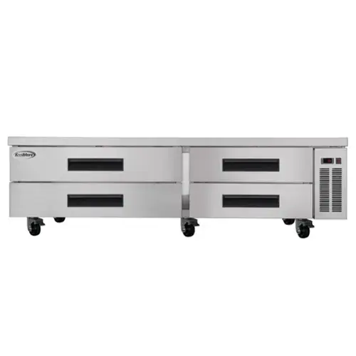 Front. Koolmore - 84 in. Commercial Chef Base Refrigerator Storage Cabinet , Pull-Out Drawers, Rolling Caster Wheels, ETL Listed - Stainless-Steel.