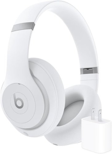 Beats - Studio Pro Wireless Noise Cancelling Over-the-Ear Headphones + Power Adapter - White-Front_Standard 