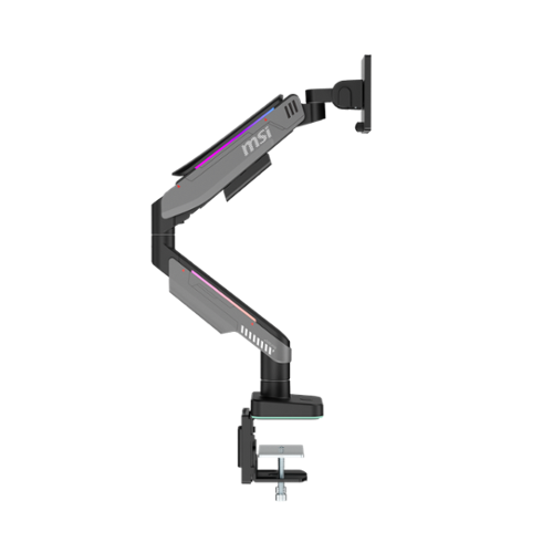 MSI - MT201R V2 Single Monitor Arm – Adjustable Gas Spring Desk Mount, VESA Compatible, 17–49in, 44 lbs, Clamp & Grommet - Iron Gray-Front_Standard 