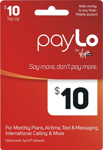  PayLo by Virgin Mobile - $10 PayLo Top-Up Card - Multi